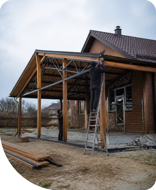 Пристройка навеса к дому и участку в Мелеузе под ключ